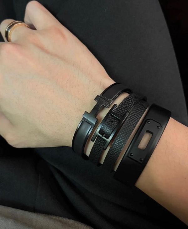 HERMES Behapi Double Tour 黑色皮革雙環手環 buywithada,france,全球代購,歐洲,exquisite,quality goods,posh,fancy,luxurious