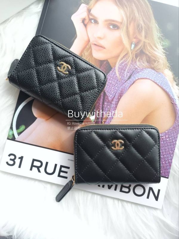 CHANEL 羊皮黑金 ㄇ字零錢包/卡包 buywithada,france,全球代購,歐洲,exquisite,quality goods,posh,fancy,luxurious