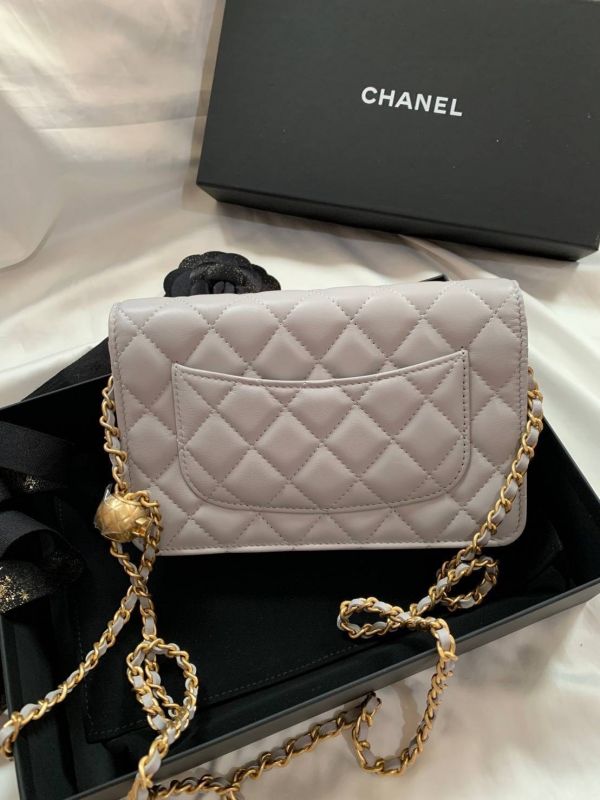Chanel 灰色金球Woc Wallet on chain羊皮復古金釦 buywithada,france,全球代購,歐洲