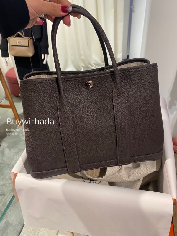 HERMES Garden Party30 全皮革 色號46 ebene 現貨在台 全新全配 buywithada,france,全球代購,歐洲,exquisite,quality goods,posh,fancy,luxurious