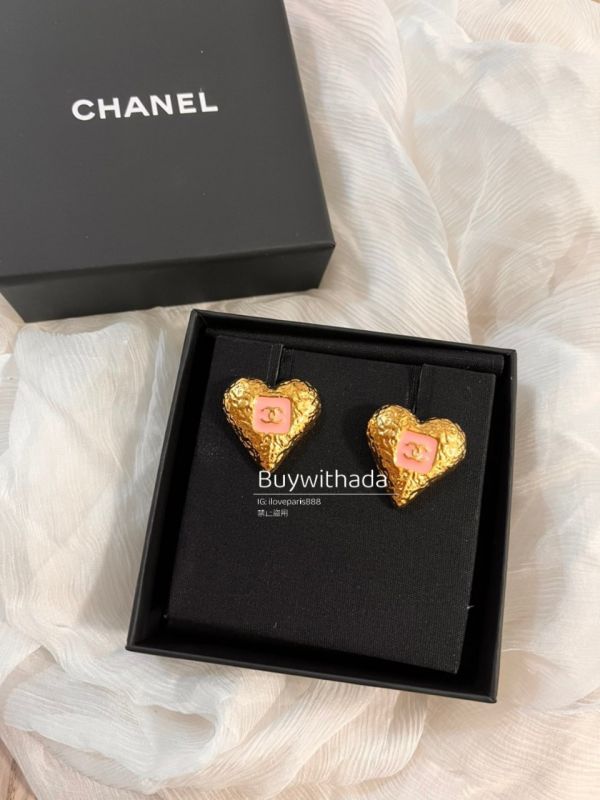 台灣現貨 CHANEL 23K 粉色金沙愛心耳針 大 2.5*2.8cm buywithada,france,全球代購,歐洲,exquisite,quality goods,posh,fancy,luxurious