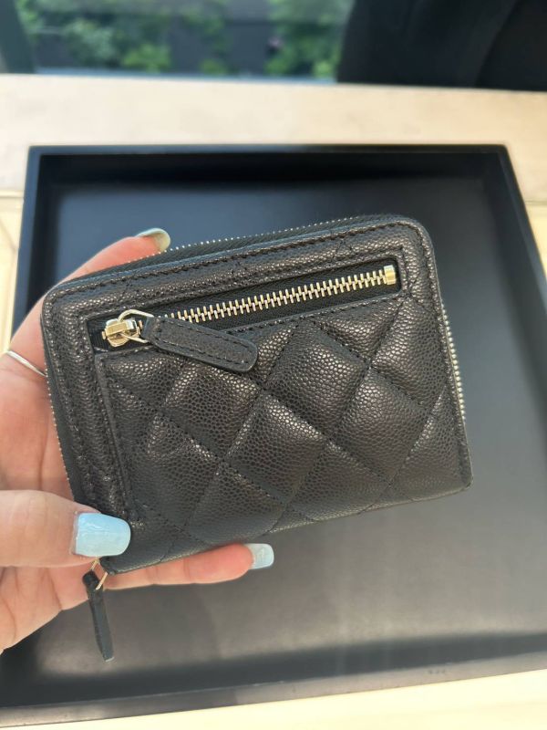 Chanel 25新款 對折ㄇ字拉鏈短夾 黑荔枝金釦 buywithada,france,全球代購,歐洲,exquisite,quality goods,posh,fancy,luxurious