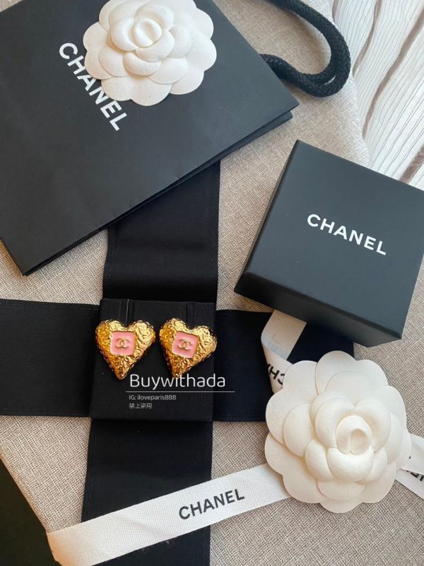 台灣現貨 CHANEL 23K 粉色金沙愛心耳針 大 2.5*2.8cm buywithada,france,全球代購,歐洲,exquisite,quality goods,posh,fancy,luxurious