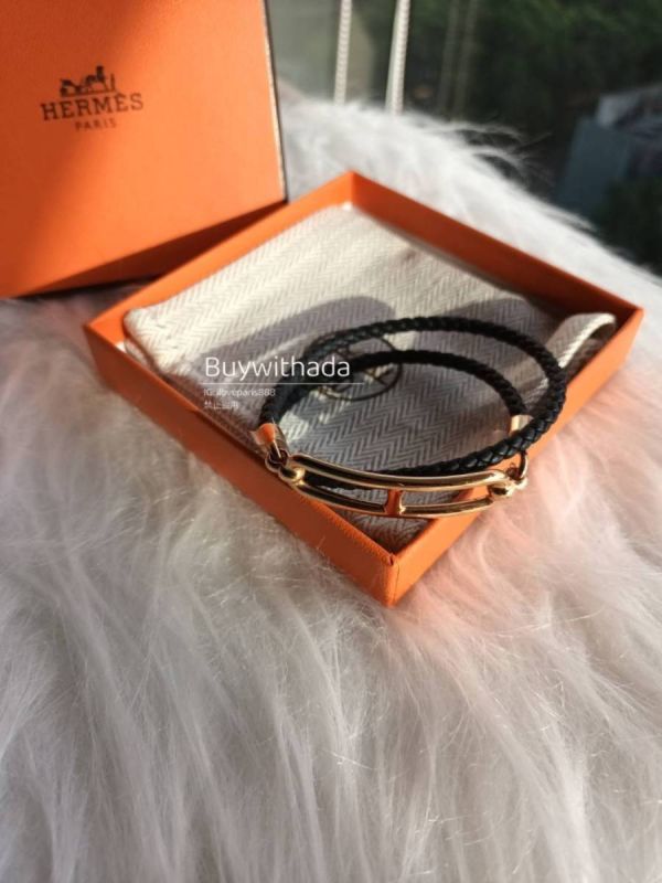 HERMES 豬鼻編織雙層手鏈 黑金 T3 buywithada,france,全球代購,歐洲,exquisite,quality goods,posh,fancy,luxurious