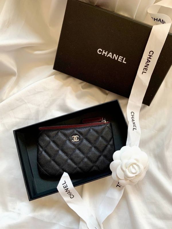 CHANEL CF 黑銀 荔枝皮 一字拉鍊錢包/卡包 buywithada,france,全球代購,歐洲,exquisite,quality goods,posh,fancy,luxurious