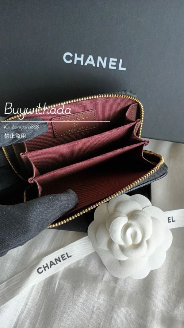 CHANEL ㄇ字拉鍊零錢卡包 黑荔枝金釦 buywithada,france,全球代購,歐洲,exquisite,quality goods,posh,fancy,luxurious