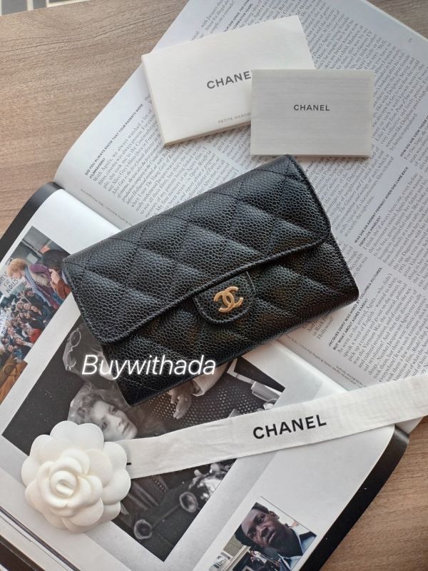 CHANEL 三折翻蓋中夾 黑荔枝金釦 buywithada,france,全球代購,歐洲,exquisite,quality goods,posh,fancy,luxurious