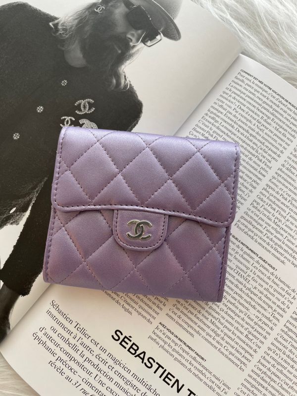 CHANEL CF 三折短夾 珠光紫 銀釦 buywithada,france,全球代購,歐洲,exquisite,quality goods,posh,fancy,luxurious
