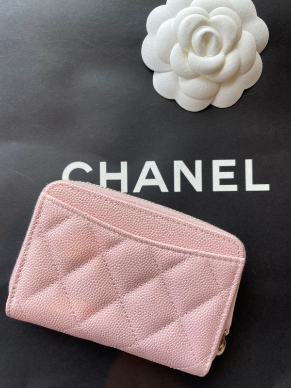 CHANEL 櫻花粉色 荔枝金釦 零錢卡包 全球代購,歐洲精品,buy with ada
