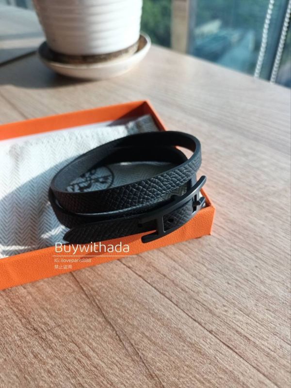 HERMES Behapi Double Tour 黑色皮革雙環手環 buywithada,france,全球代購,歐洲,exquisite,quality goods,posh,fancy,luxurious