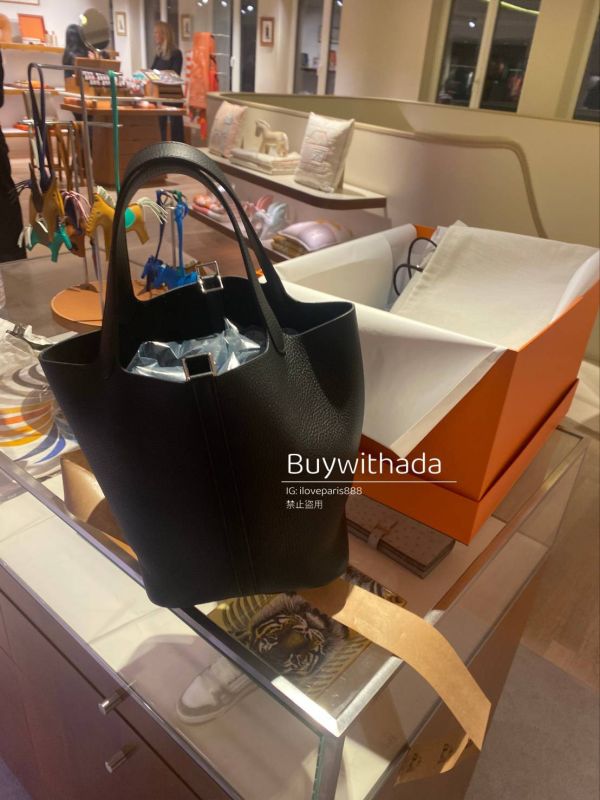 HERMES PICOTIN 22 黑色銀釦 k刻 buywithada,france,全球代購,歐洲,exquisite,quality goods,posh,fancy,luxurious