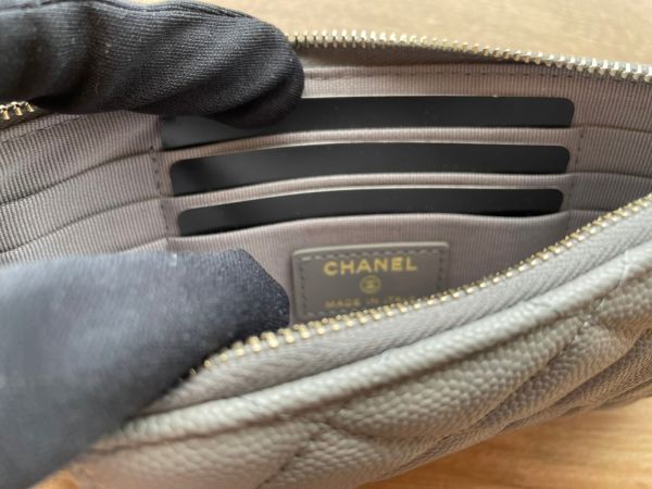 CHANEL 手機包/多功能手拿包 灰色荔枝皮 新色 康朋總店白盒 