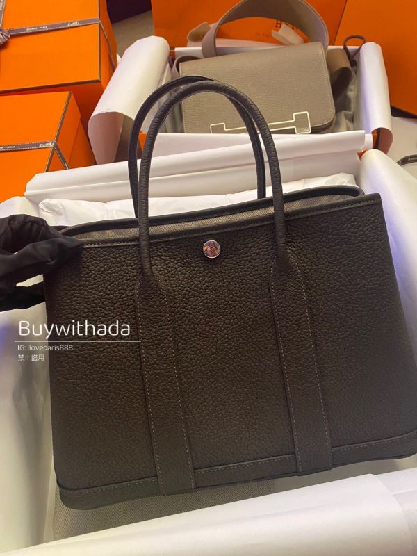 HERMES Garden Party30 全皮革 色號46 ebene 現貨在台 全新全配 buywithada,france,全球代購,歐洲,exquisite,quality goods,posh,fancy,luxurious