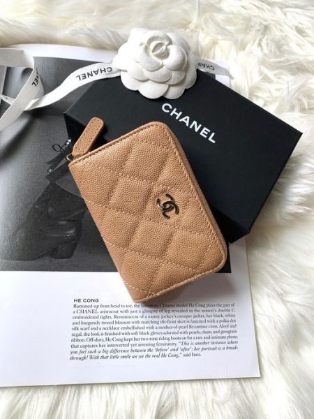 CHANEL CF 焦糖奶茶 淡金 雙層拉鍊錢包 buywithada,france,全球代購,歐洲,exquisite,quality goods,posh,fancy,luxurious