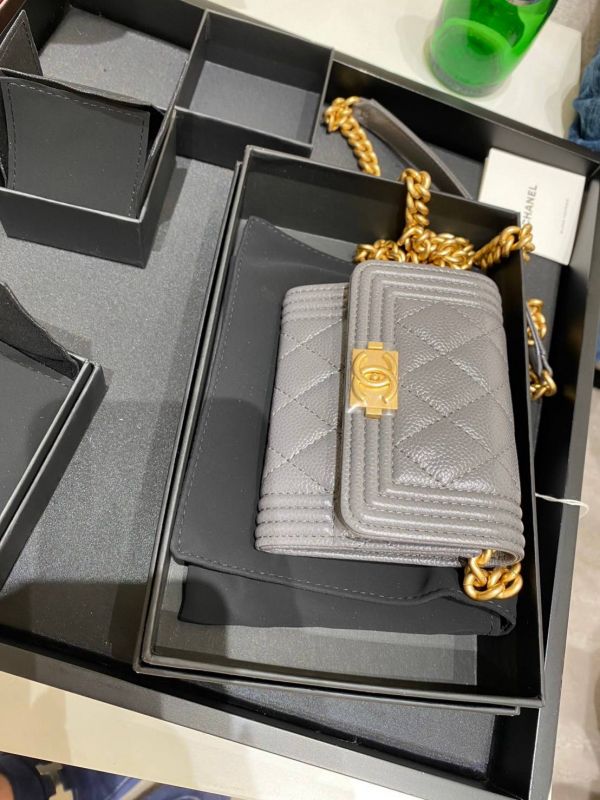 CHANEL BOY 灰色復古金釦 雙層 鏈條包/小廢包 buywithada,france,全球代購,歐洲,exquisite,quality goods,posh,fancy,luxurious