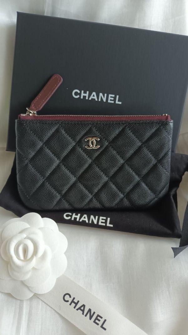 CHANEL CF 黑銀 荔枝皮 一字拉鍊錢包/卡包 buywithada,france,全球代購,歐洲,exquisite,quality goods,posh,fancy,luxurious
