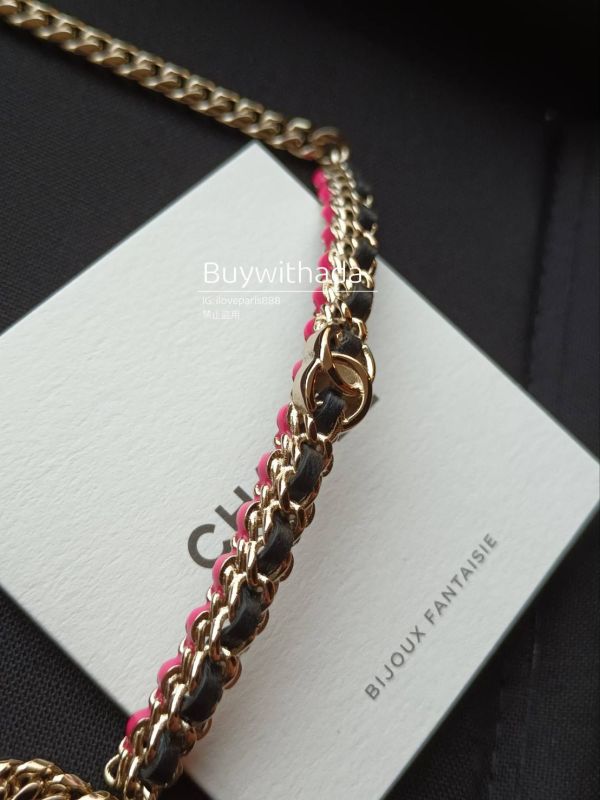 CHANEL 23B 皮穿鏈桃紅頸鏈 buywithada,france,全球代購,歐洲,exquisite,quality goods,posh,fancy,luxurious