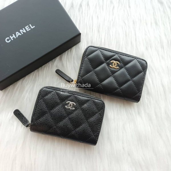 CHANEL ㄇ字拉鍊零錢卡包 黑荔枝銀釦 buywithada,france,全球代購,歐洲,exquisite,quality goods,posh,fancy,luxurious