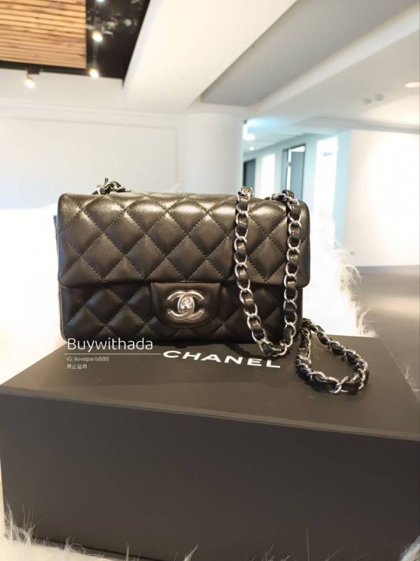 爆款CHANEL MINI CF20 黑色銀釦羊皮口蓋包 buywithada,france,全球代購,歐洲,exquisite,quality goods,posh,fancy,luxurious