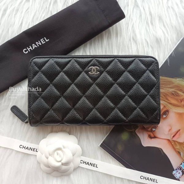 CHANEL 黑荔枝銀釦拉鍊長夾 buywithada,france,全球代購,歐洲,exquisite,quality goods,posh,fancy,luxurious
