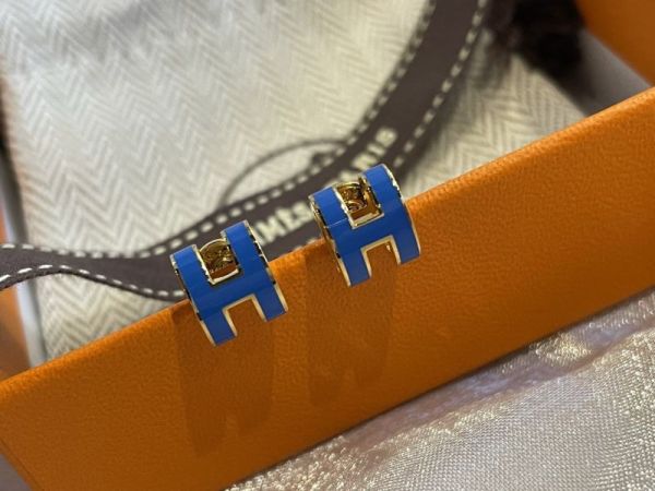 HERMES POP H MINI 耳環 藍金 buywithada,france,全球代購,歐洲,exquisite,quality goods,posh,fancy,luxurious