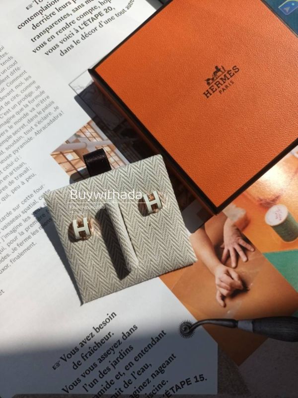 HERMES POP H MINI 耳環 白色玫瑰金 buywithada,france,全球代購,歐洲,exquisite,quality goods,posh,fancy,luxurious