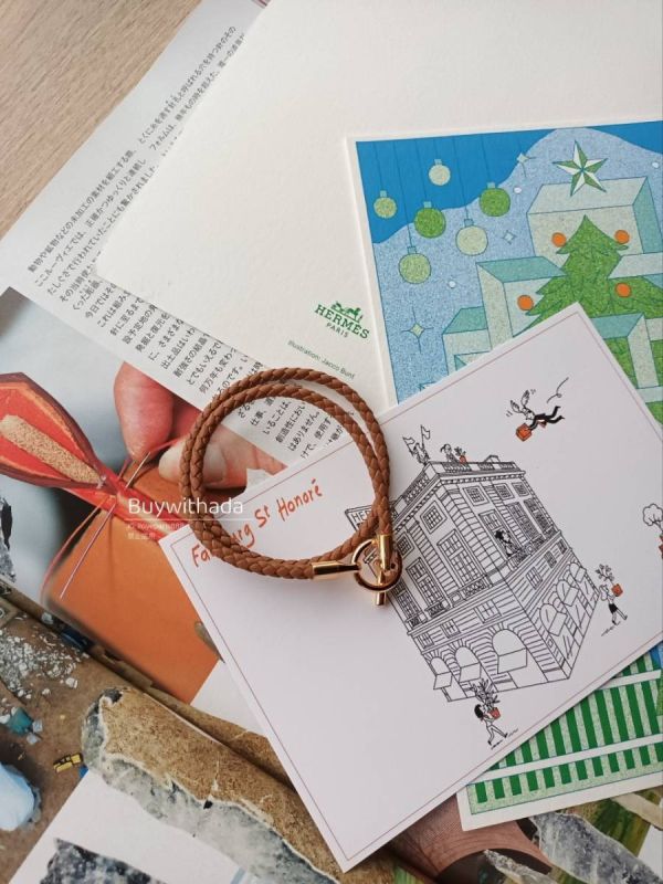 HERMES T扣編織雙層手鏈 金棕玫瑰金 T2 buywithada,france,全球代購,歐洲,exquisite,quality goods,posh,fancy,luxurious