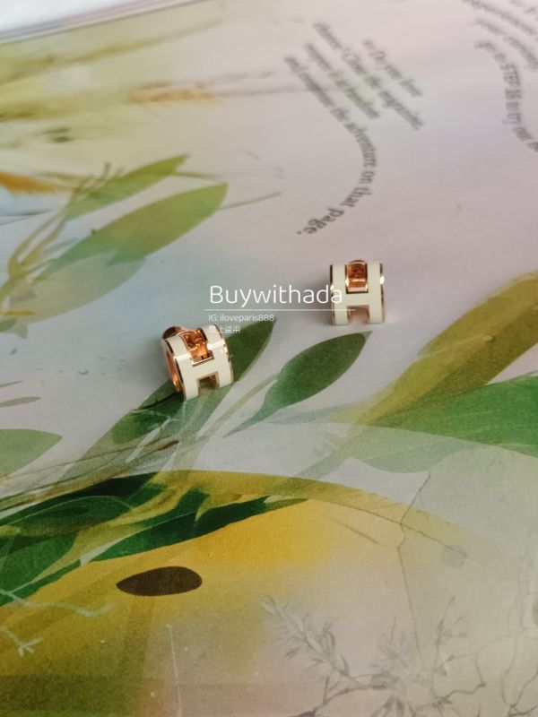 HERMES POP H MINI 耳環 白色玫瑰金 buywithada,france,全球代購,歐洲,exquisite,quality goods,posh,fancy,luxurious