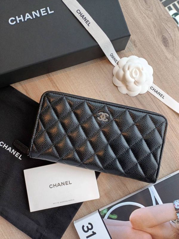 CHANEL 黑荔枝銀釦拉鍊長夾 buywithada,france,全球代購,歐洲,exquisite,quality goods,posh,fancy,luxurious
