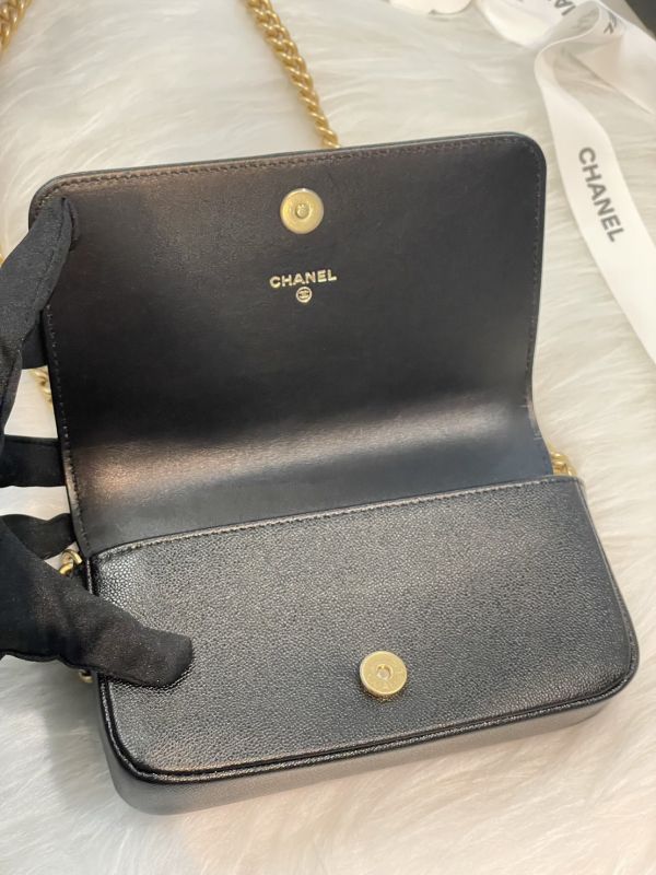 CHANEL BOY WOC 2合1 手機包 黑荔枝金釦 buywithada,france,全球代購,歐洲,exquisite,quality goods,posh,fancy,luxurious