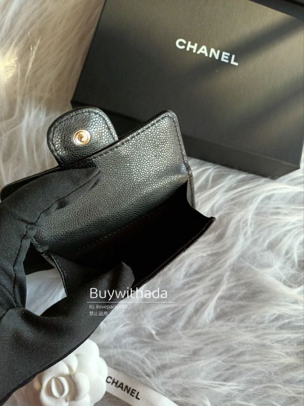 CHANEL MINI 三折短夾 黑荔枝金釦 buywithada,france,全球代購,歐洲,exquisite,quality goods,posh,fancy,luxurious