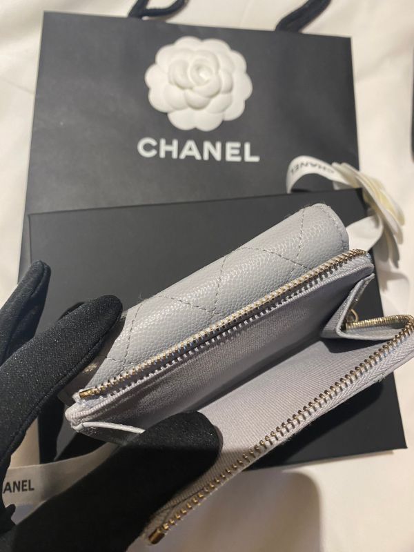 CHANEL 最新冰川灰三折L型零錢包短夾 淡金荔枝皮 buywithada,france,全球代購,歐洲,exquisite,quality goods,posh,fancy,luxurious