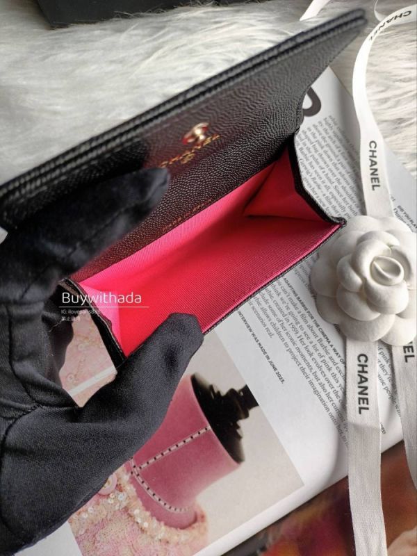 CHANEL 鏤空CC 黑金內拼色 荔枝皮 翻蓋單層卡包 buywithada,france,全球代購,歐洲,exquisite,quality goods,posh,fancy,luxurious