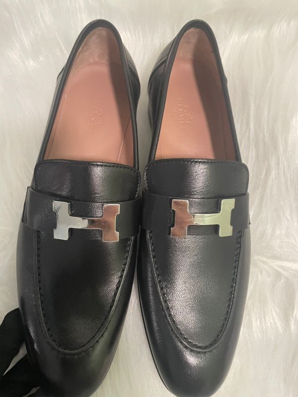 經典款HERMES H 樂福鞋 黑銀 buywithada,france,全球代購,歐洲,exquisite,quality goods,posh,fancy,luxurious