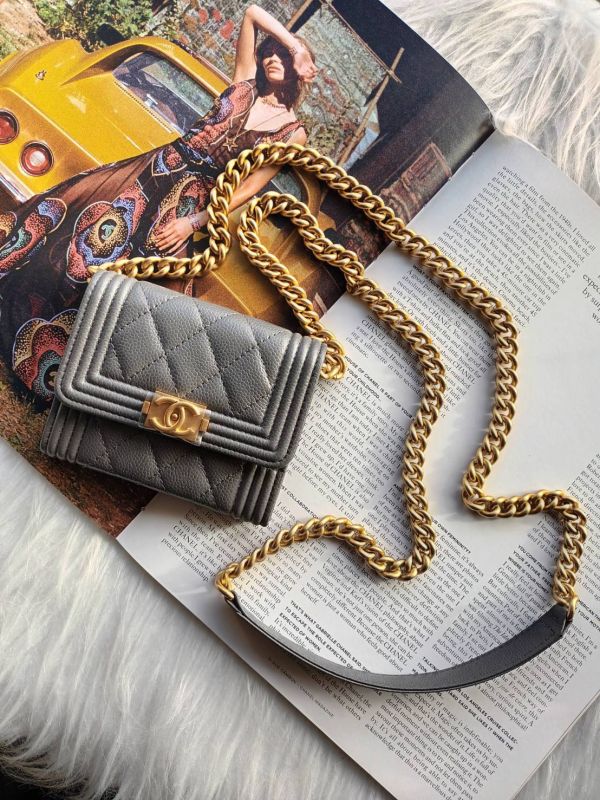 CHANEL BOY 灰色復古金釦 雙層 鏈條包/小廢包 buywithada,france,全球代購,歐洲,exquisite,quality goods,posh,fancy,luxurious