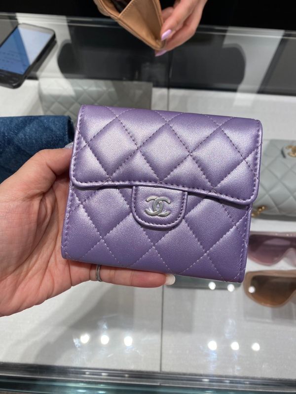 CHANEL CF 三折短夾 珠光紫 銀釦 buywithada,france,全球代購,歐洲,exquisite,quality goods,posh,fancy,luxurious