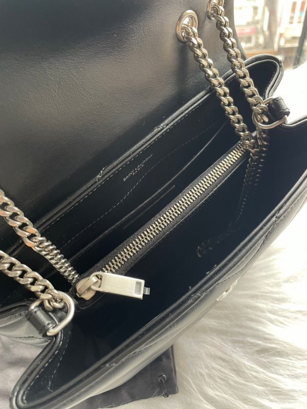 YSL LOULOU「Y」形絎縫皮革手袋 小號黑色銀釦 buywithada,france,全球代購,歐洲,exquisite,quality goods,posh,fancy,luxurious