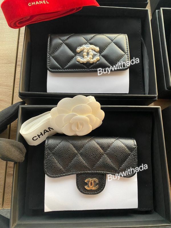 CHANEL 24P 限量 黑羊皮珍珠CC 雙層卡包 buywithada,france,全球代購,歐洲,exquisite,quality goods,posh,fancy,luxurious