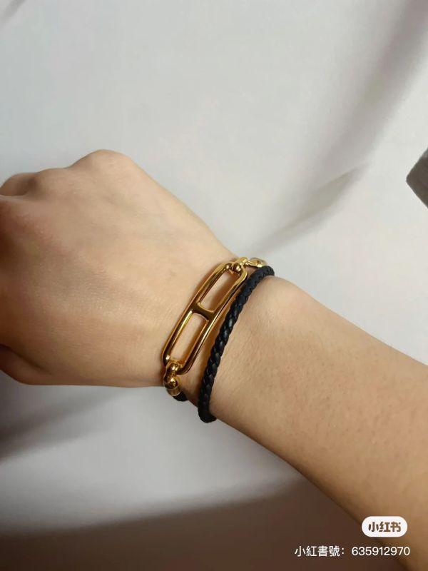 HERMES 豬鼻編織雙層手鏈 黑金 T3 buywithada,france,全球代購,歐洲,exquisite,quality goods,posh,fancy,luxurious