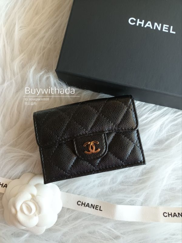 CHANEL MINI 三折短夾 黑荔枝金釦 buywithada,france,全球代購,歐洲,exquisite,quality goods,posh,fancy,luxurious