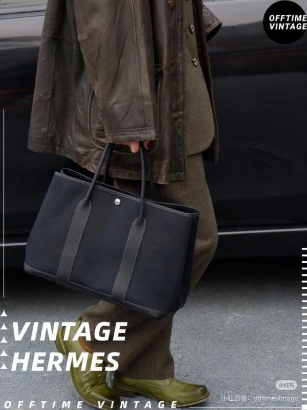 HERMES GARDEN PARTY 30 全黑帆布拚接 buywithada,france,全球代購,歐洲,exquisite,quality goods,posh,fancy,luxurious