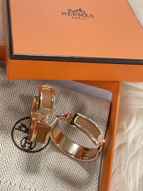 HERMES Olympe 大圈圈 耳環 金色玫瑰金邊 buywithada,france,全球代購,歐洲,exquisite,quality goods,posh,fancy,luxurious