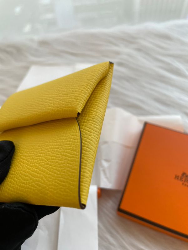 HERMES BASTIA 黃色 零錢包 