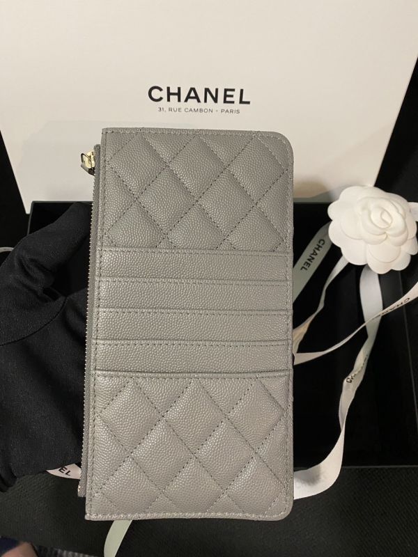 CHANEL 手機包/多功能手拿包 灰色荔枝皮 新色 康朋總店白盒 