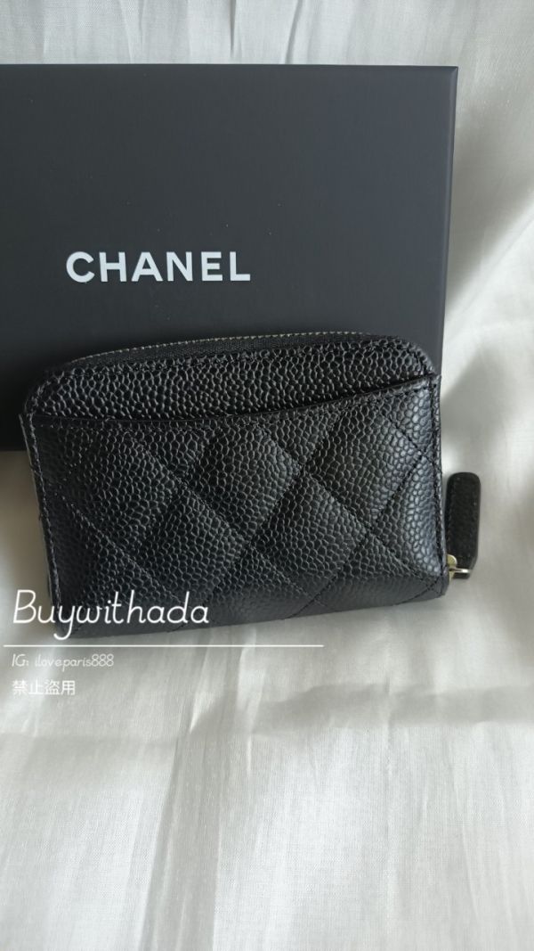 CHANEL ㄇ字拉鍊零錢卡包 黑荔枝銀釦 buywithada,france,全球代購,歐洲,exquisite,quality goods,posh,fancy,luxurious