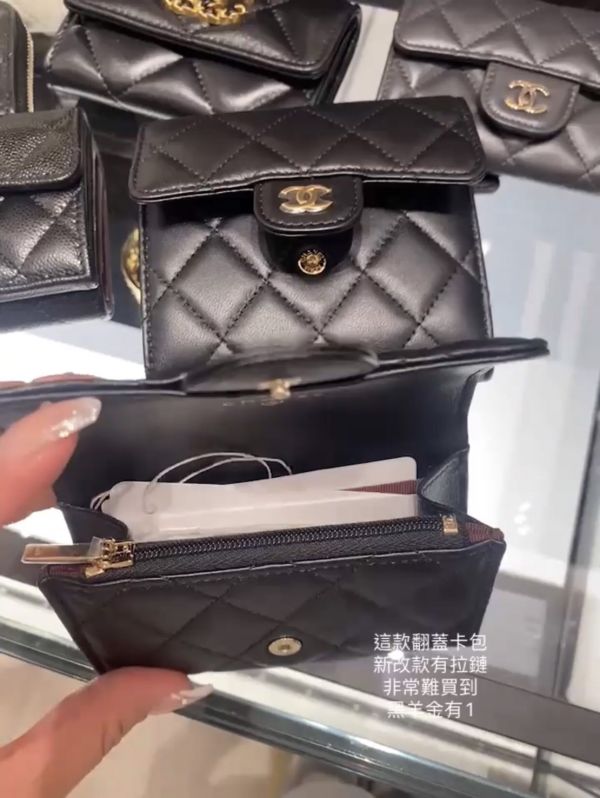 CHANEL 新款 單層卡包 內拉鍊 黑色羊皮金釦 buywithada,france,全球代購,歐洲,exquisite,quality goods,posh,fancy,luxurious