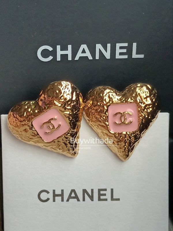 台灣現貨 CHANEL 23K 粉色金沙愛心耳針 大 2.5*2.8cm buywithada,france,全球代購,歐洲,exquisite,quality goods,posh,fancy,luxurious