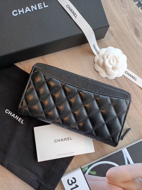 CHANEL 黑荔枝銀釦拉鍊長夾 buywithada,france,全球代購,歐洲,exquisite,quality goods,posh,fancy,luxurious