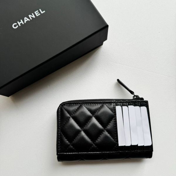 CHANEL so black 黑羊皮 L拉鍊零錢卡包 buywithada,france,全球代購,歐洲,exquisite,quality goods,posh,fancy,luxurious