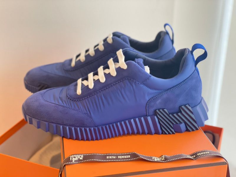 Hermes bouncing 運動鞋 麂皮拼布 藍色 SIZE 41.5 buywithada,france,全球代購,歐洲,exquisite,quality goods,posh,fancy,luxurious